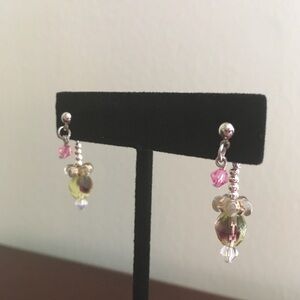 Elegant Pink and Green Dangle Earrings